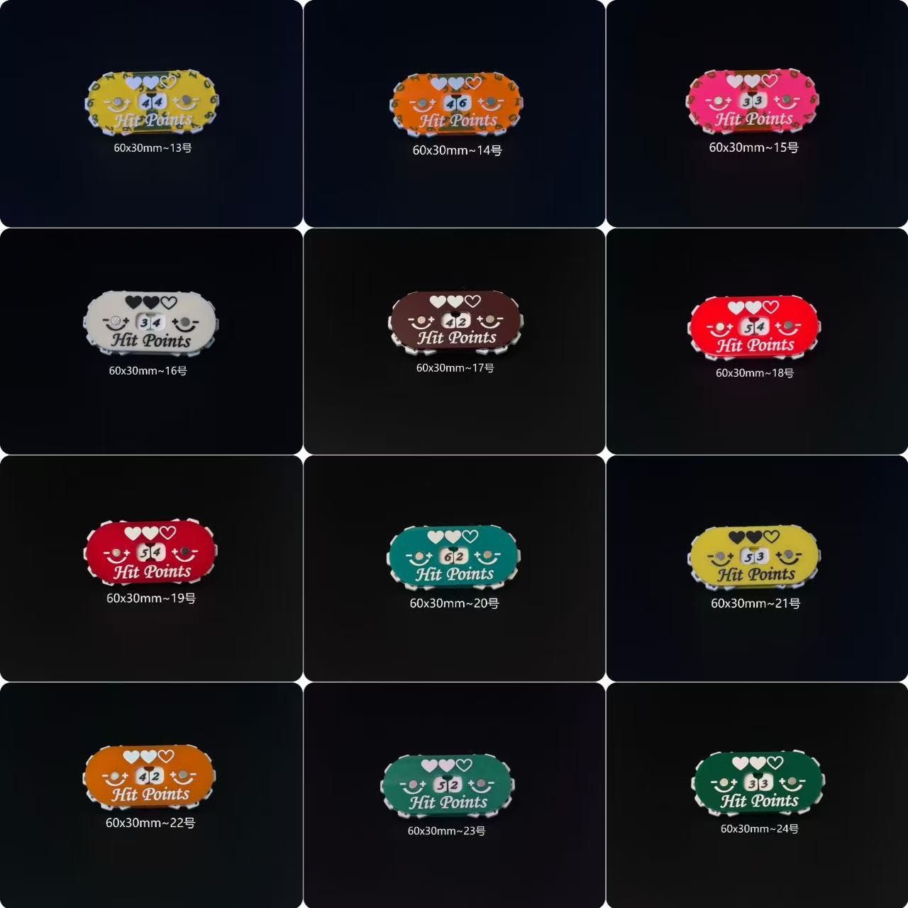 Game Token Counter - Pelacak kesehatan, 60x30mm Premium untuk titik