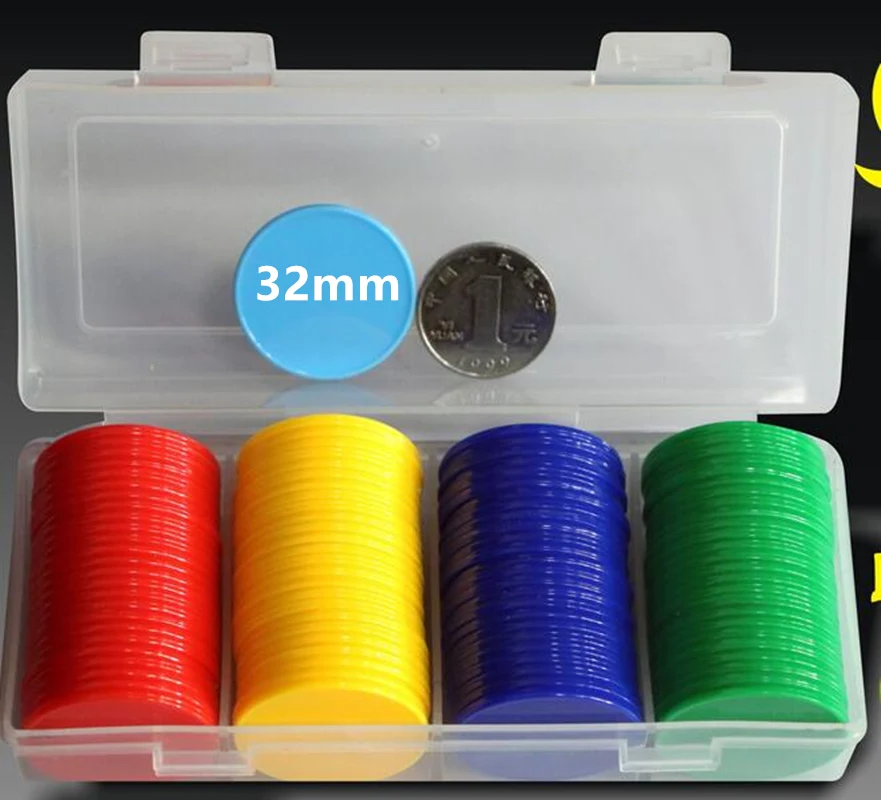Board Game With Chips - 32 Mm 100 Pcs dengan Kotak