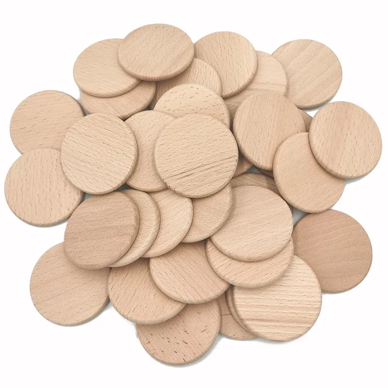 50PCS Lingkaran Kayu Bulat Tan - Board Game With Chips ulasan dan harga